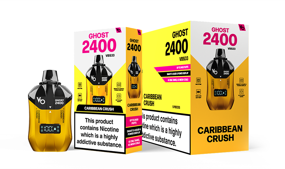 Caribbean Crush Ghost 2400 Rechargeable Vape Device with a pack of 5 Boxes