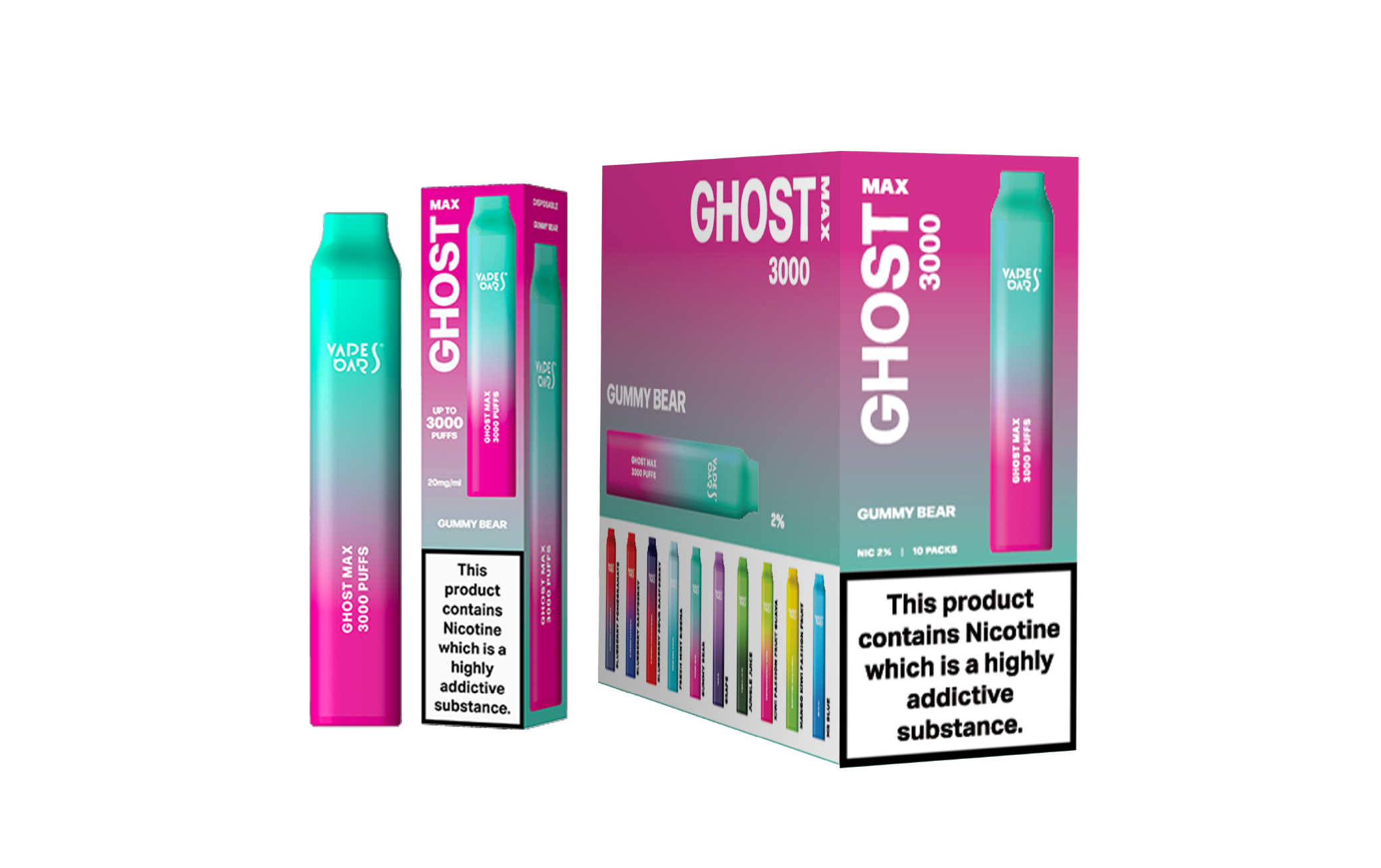 Ghost Max 3000 Gummy Bear Vape Device with a Pack of 5 Box