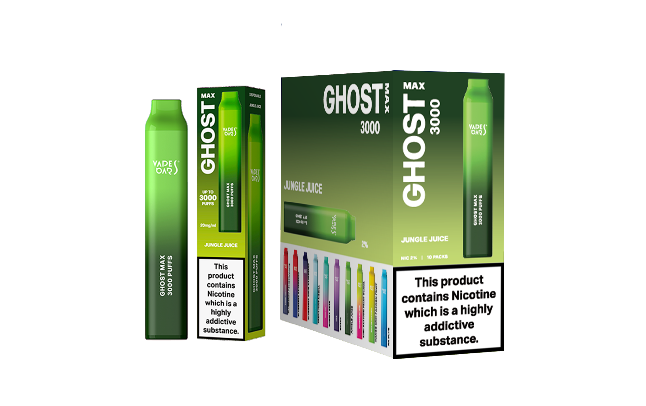 Ghost Max 3000 Jungle Juice Vape Device with a pack of 5 Box