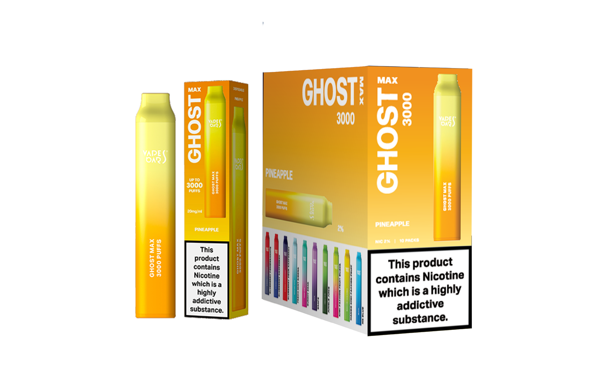 Ghost Max 3000 Pineapple Vape Device With a pack of 5 Box