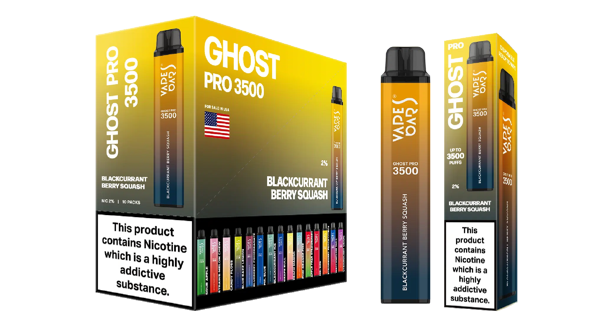 Ghost Pro 3500 Blackcurrant Berry Squash Devices With Carton