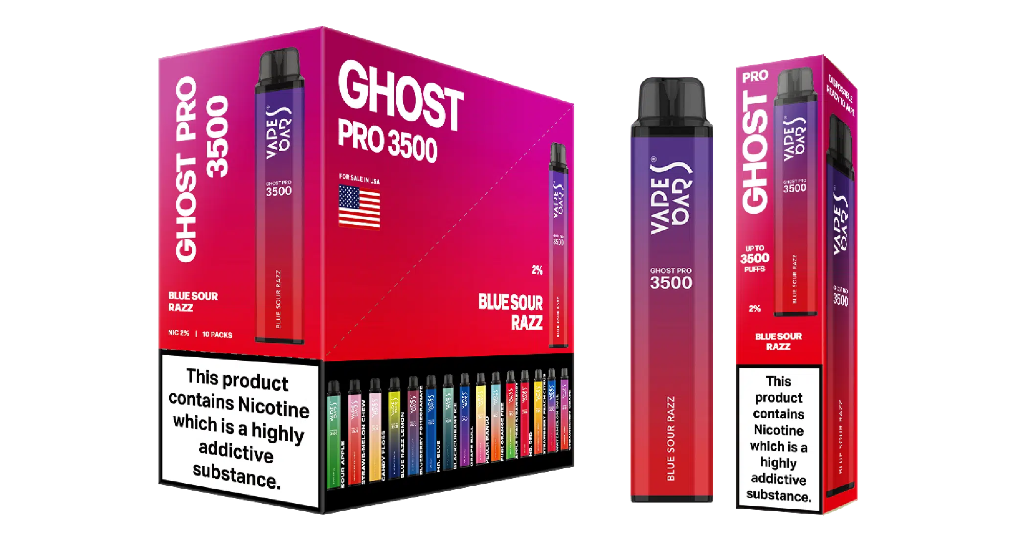 Ghost Pro 3500 Blue Sour Razz Devices With Carton