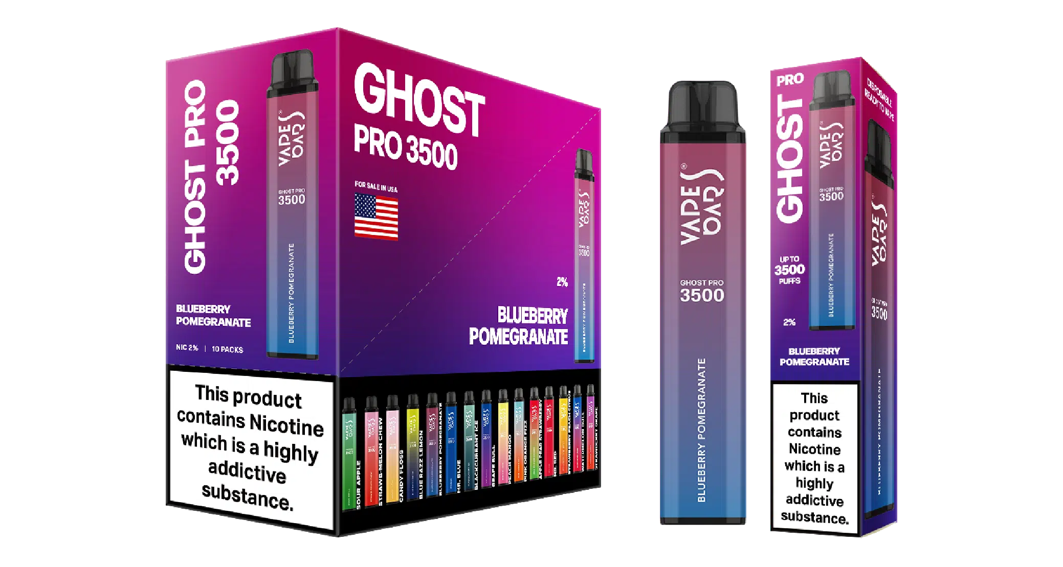 Ghost Pro 3500 Blueberry Pomegranate Vape Devices With Cartons