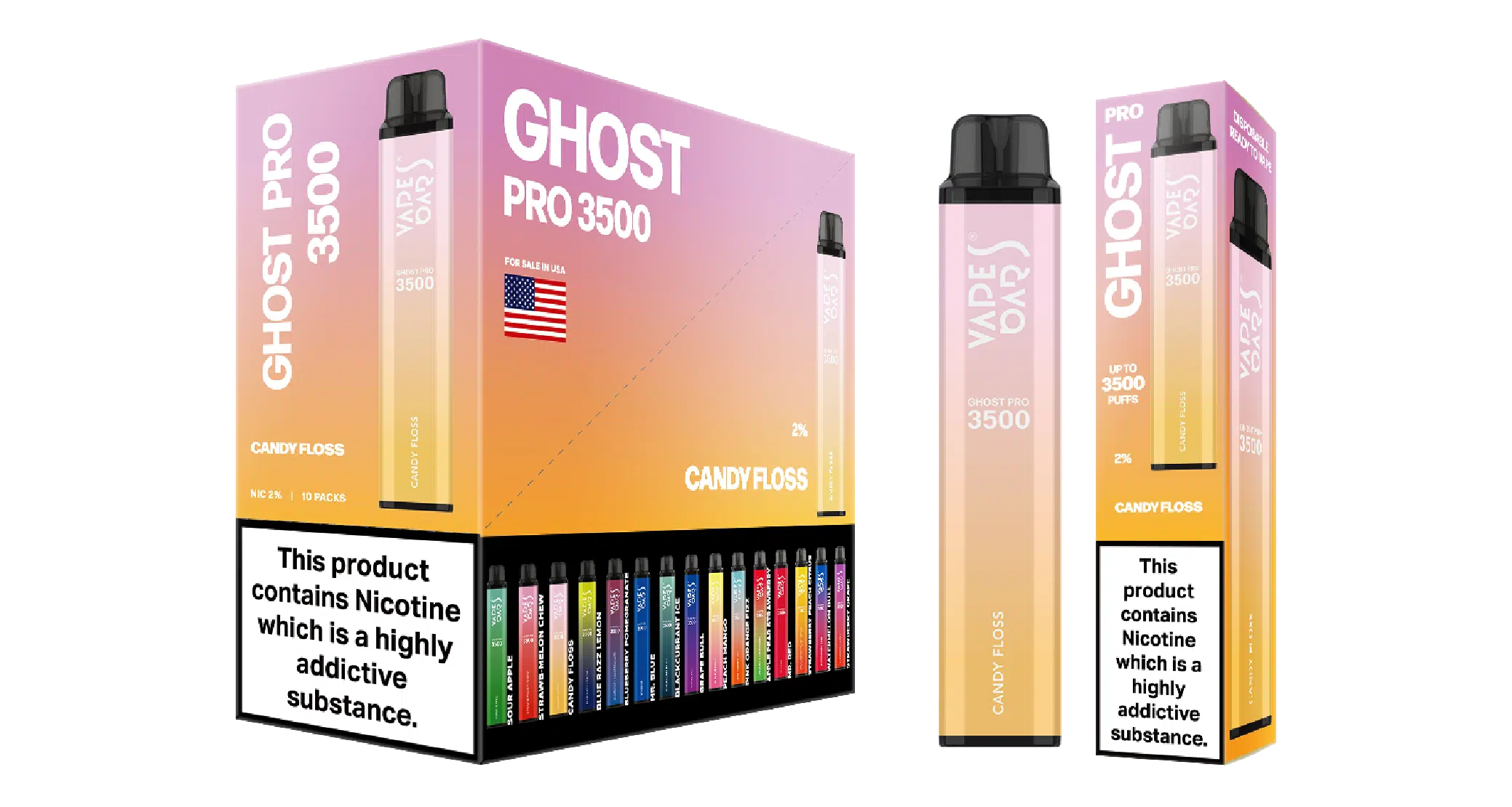 Ghost Pro 3500 Candy Floss Vapes Devices With Cartons