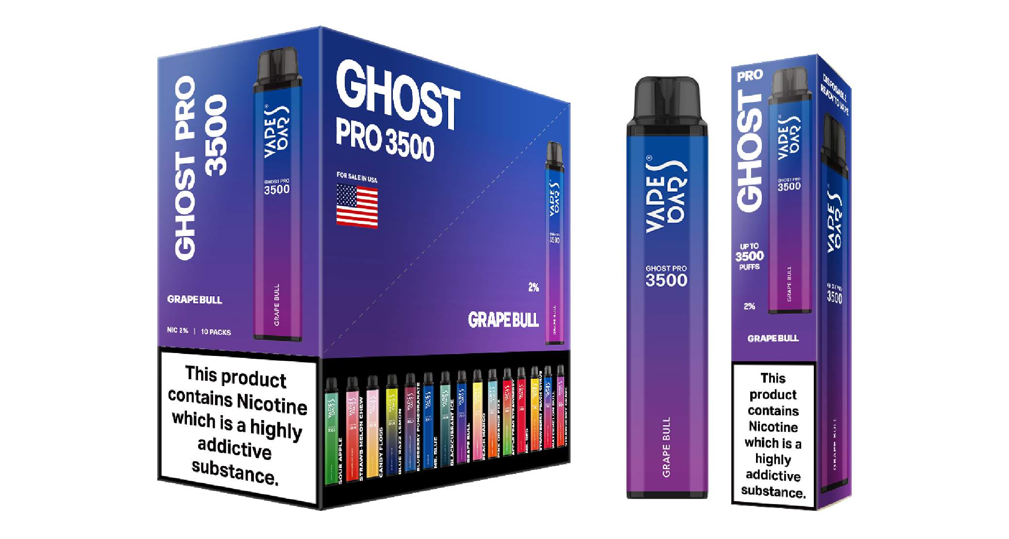 Ghost Pro 3500 Grape Bull Vape Devices With Cartons