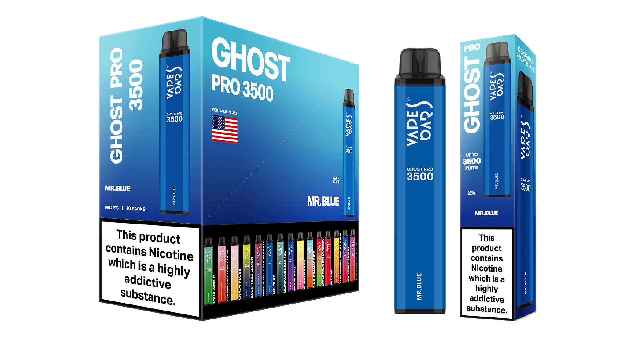 Ghost Pro 3500 Mr. Blue Vape Devices With Cartons