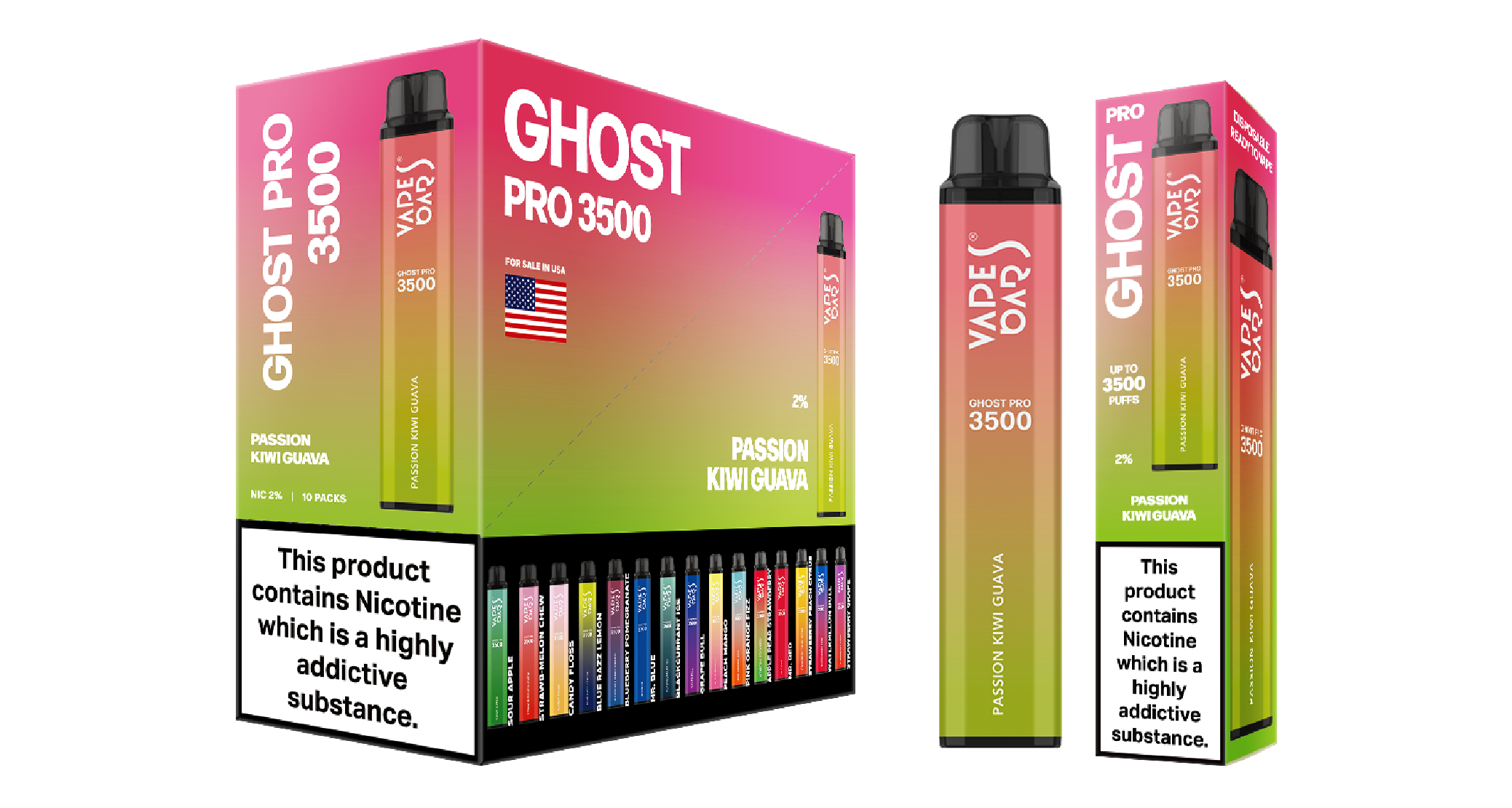 Ghost Pro 3500 Passion Kiwi Guava Vapes Devices With Cartons