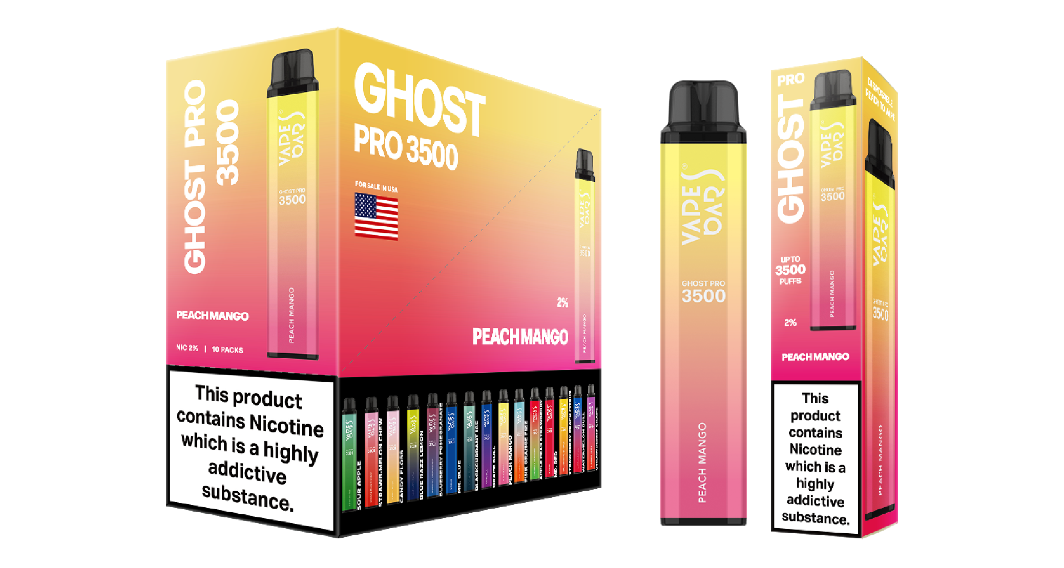 Ghost Pro 3500 Peach Mango Vape Devices With Cartons