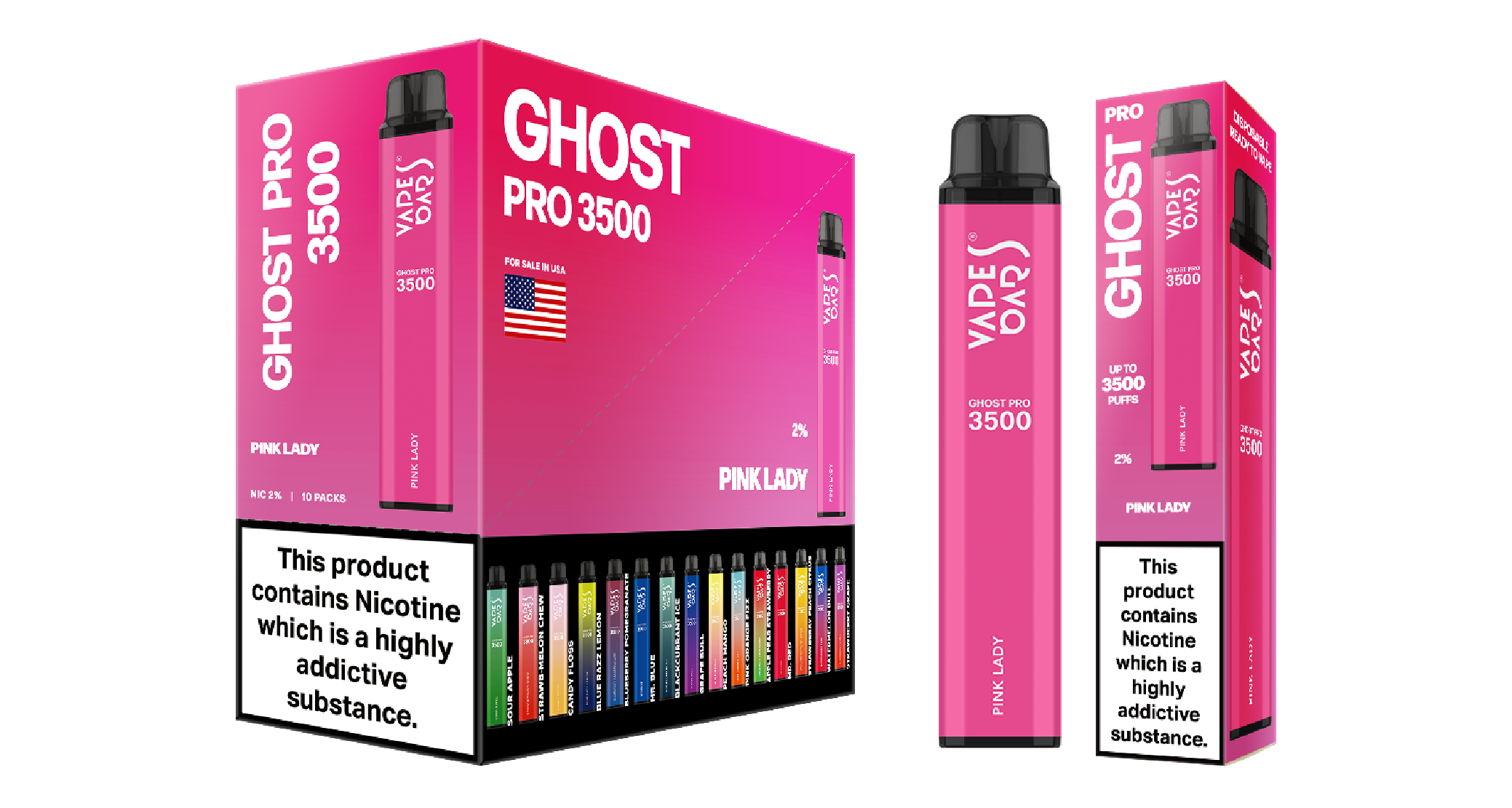 Ghost Pro 3500 Pink Lady Vape Devices With Cartons