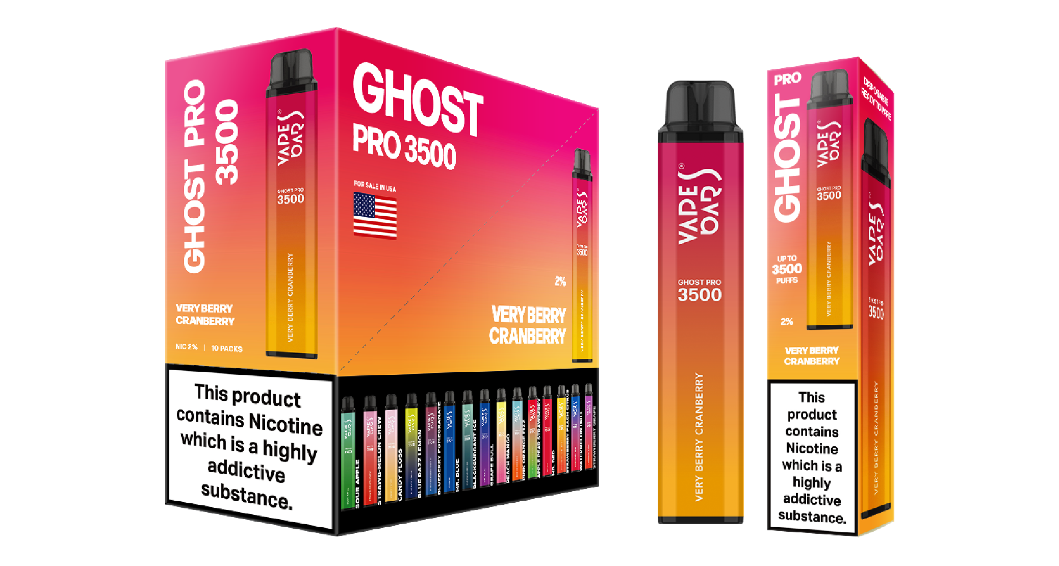 Ghost Pro 3500 Very Berry Cranberry Vape Devices With Cartons