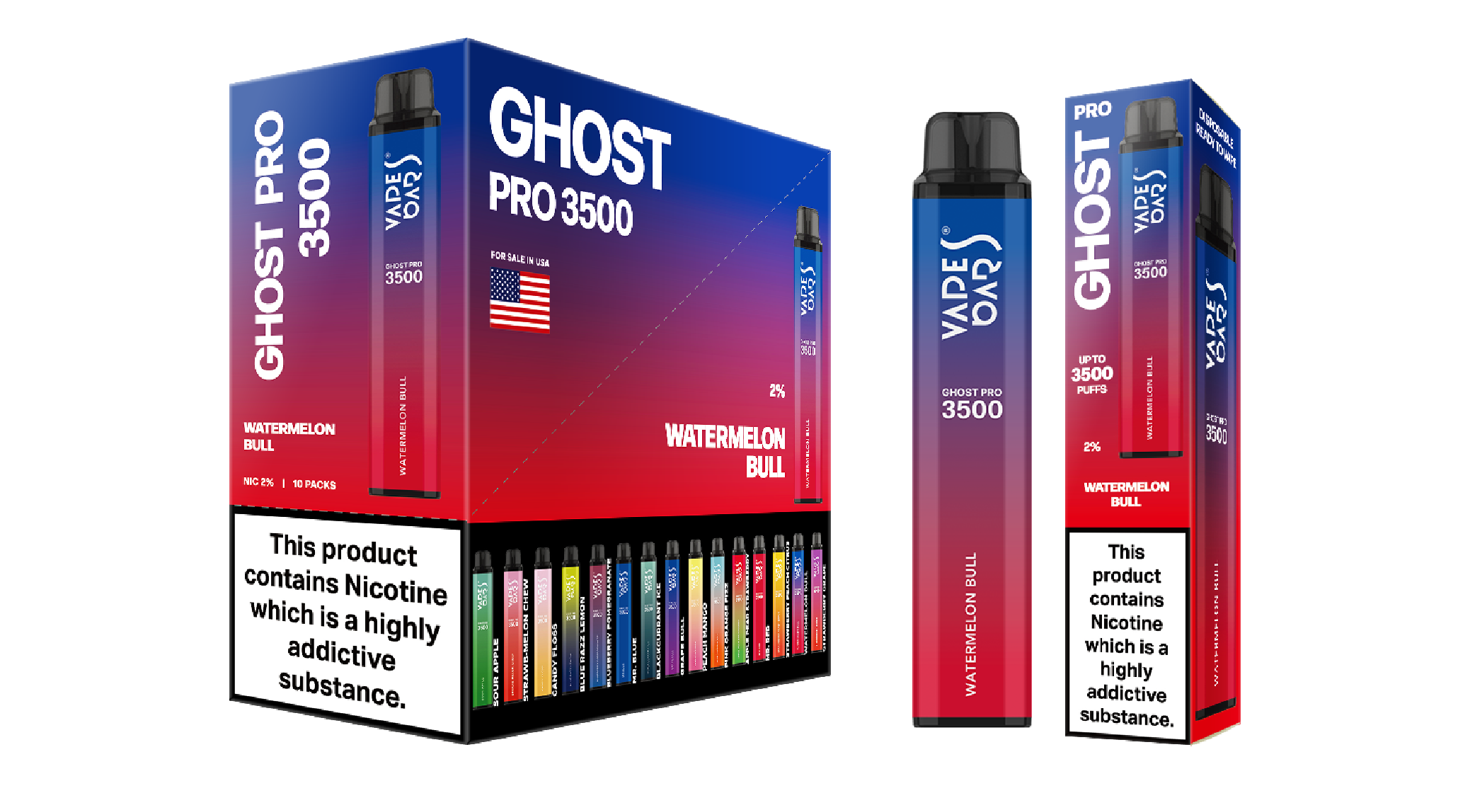 Ghost Pro 3500 Watermelon Bull Vape Devices With Cartons