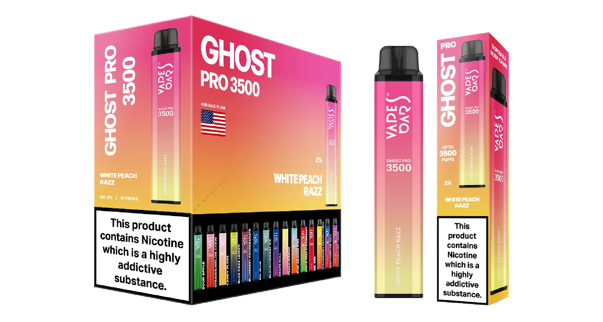 Ghost Pro 3500 White Peach Razz Device with Carton