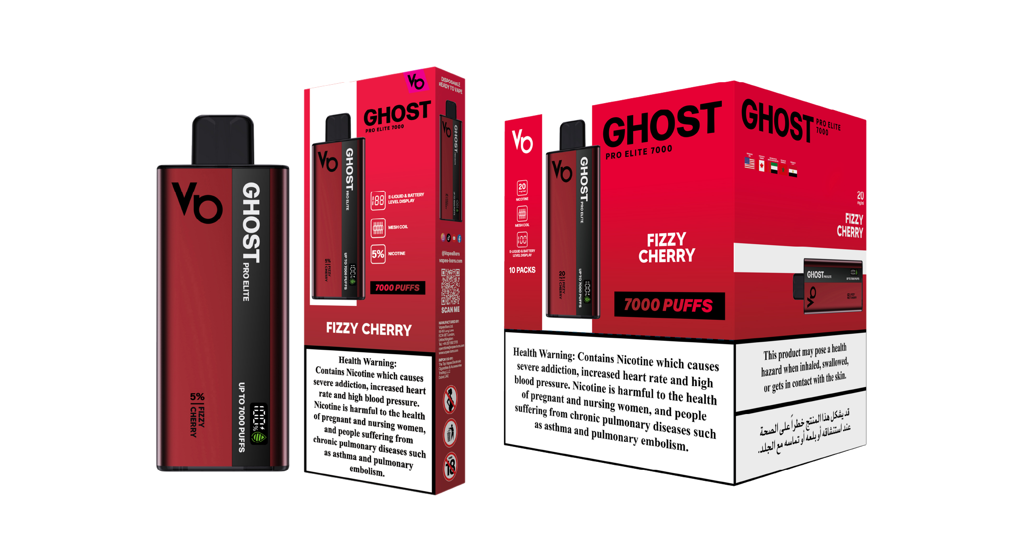 Ghost Pro Elite 7000 Fizzy Cherry Vape Devices With Cartons