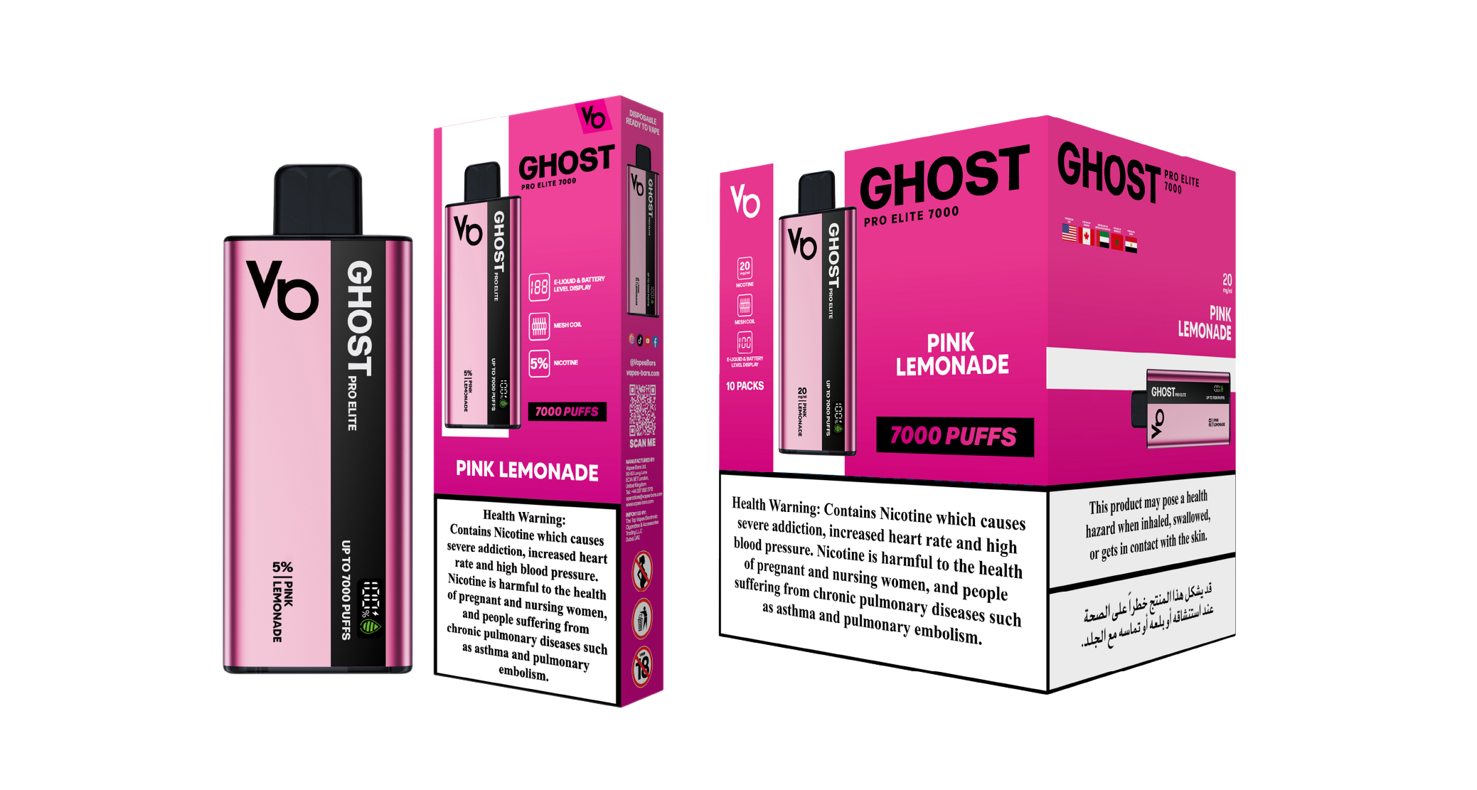 Ghost Pro Elite 7000 Pink Lemonade Vape Devices With Cartons