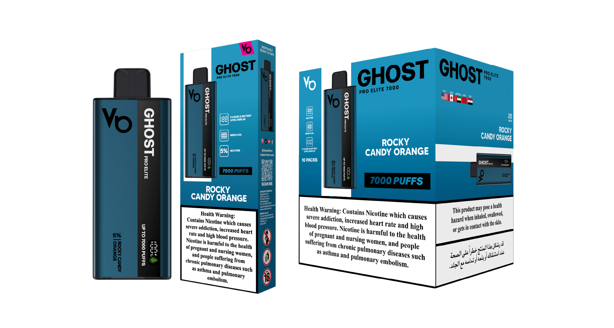 Ghost Pro Elite 7000 Rock Candy Orange Vape Devices With Cartons