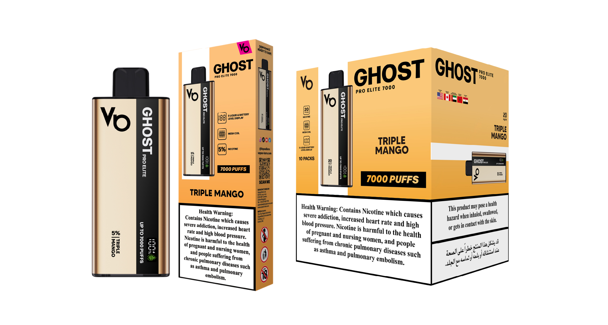 Ghost Pro Elite 7000 Triple Mango Vapes Devices With Cartons