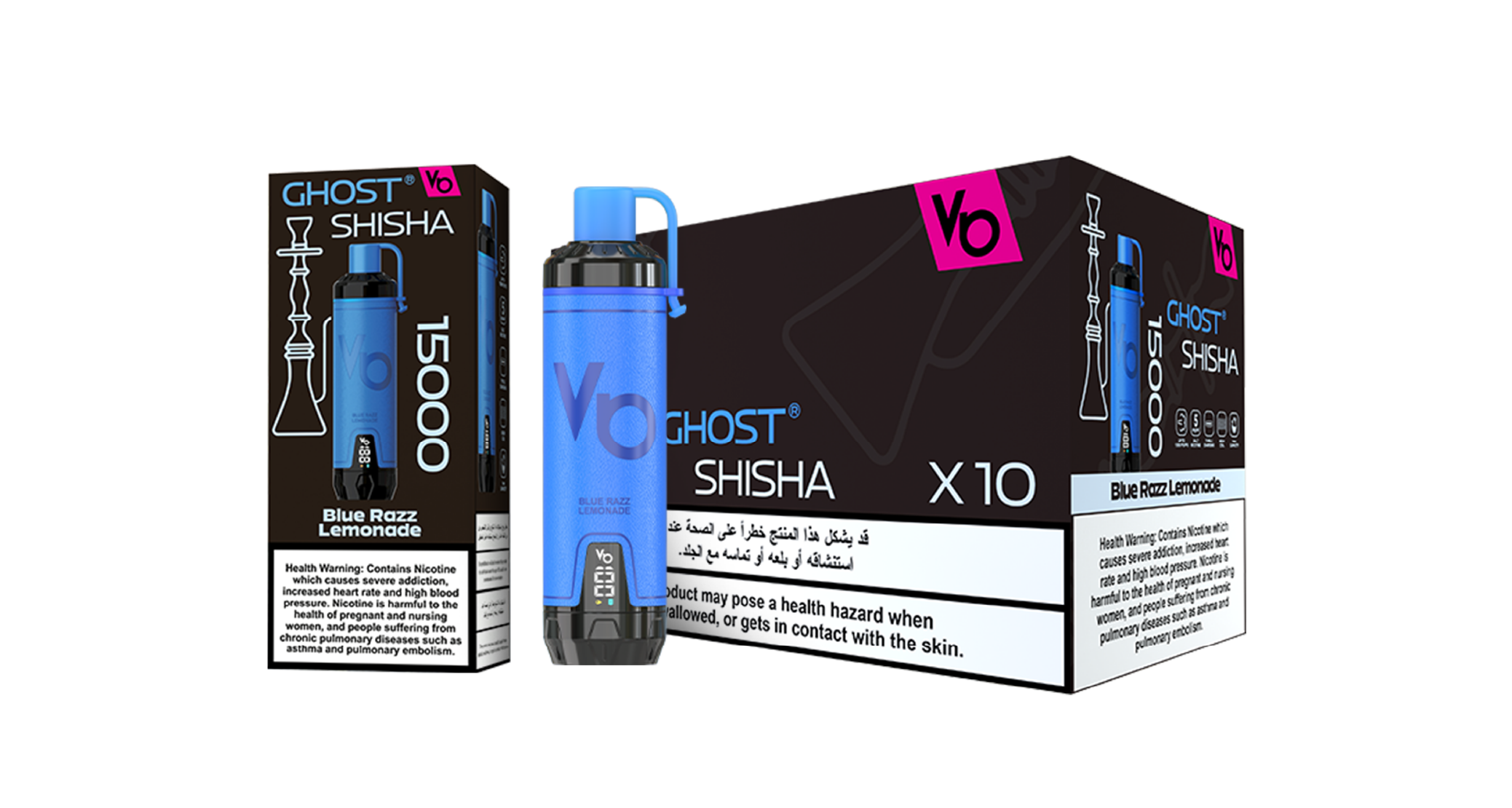 Ghost Shisha Blue Razz Lemonade Vape Device with Cartons