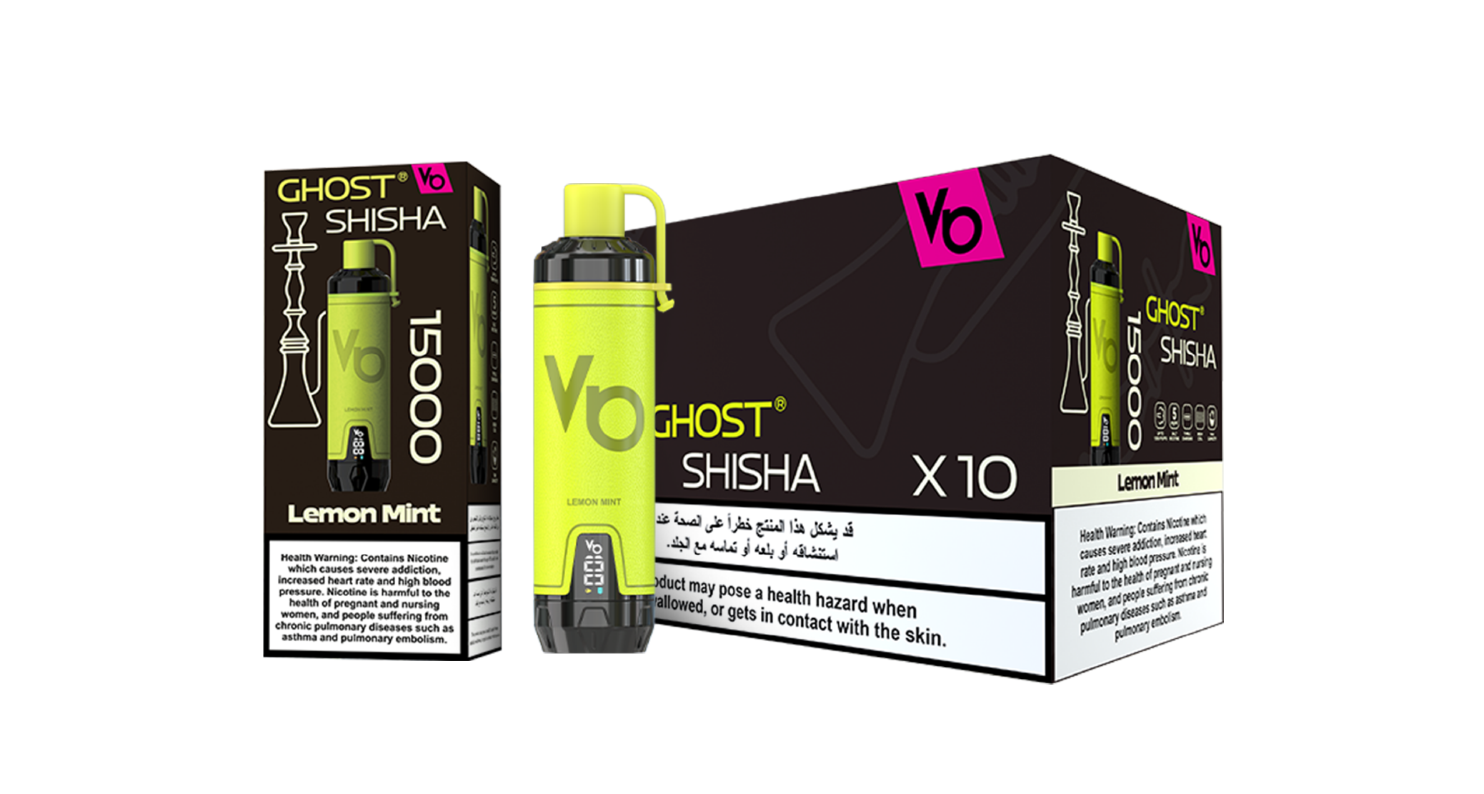 Ghost Shisha Lemon Mint Vape Devices With Cartons