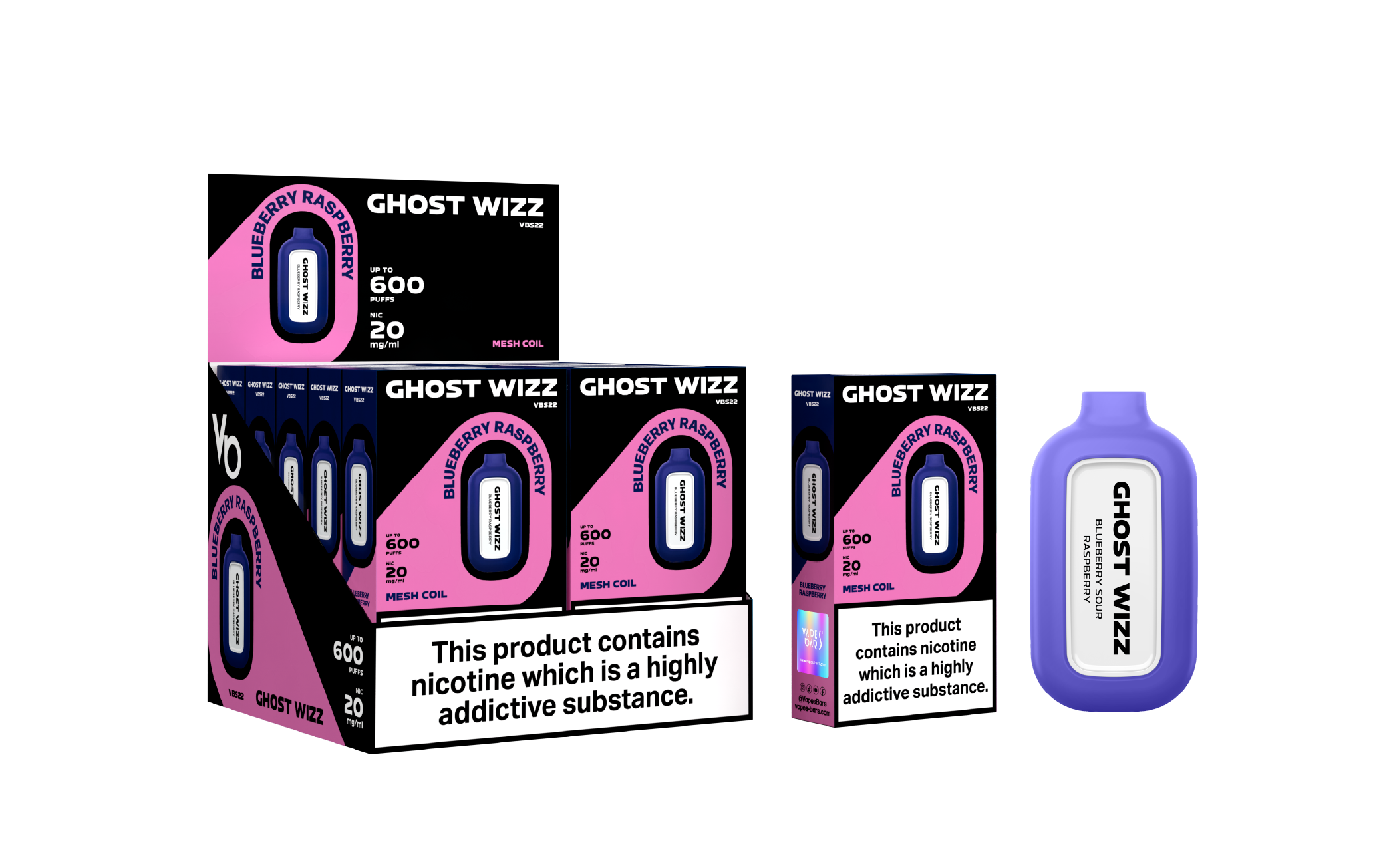 Ghost Wizz Blueberry Raspberry Vape Devices With Cartons