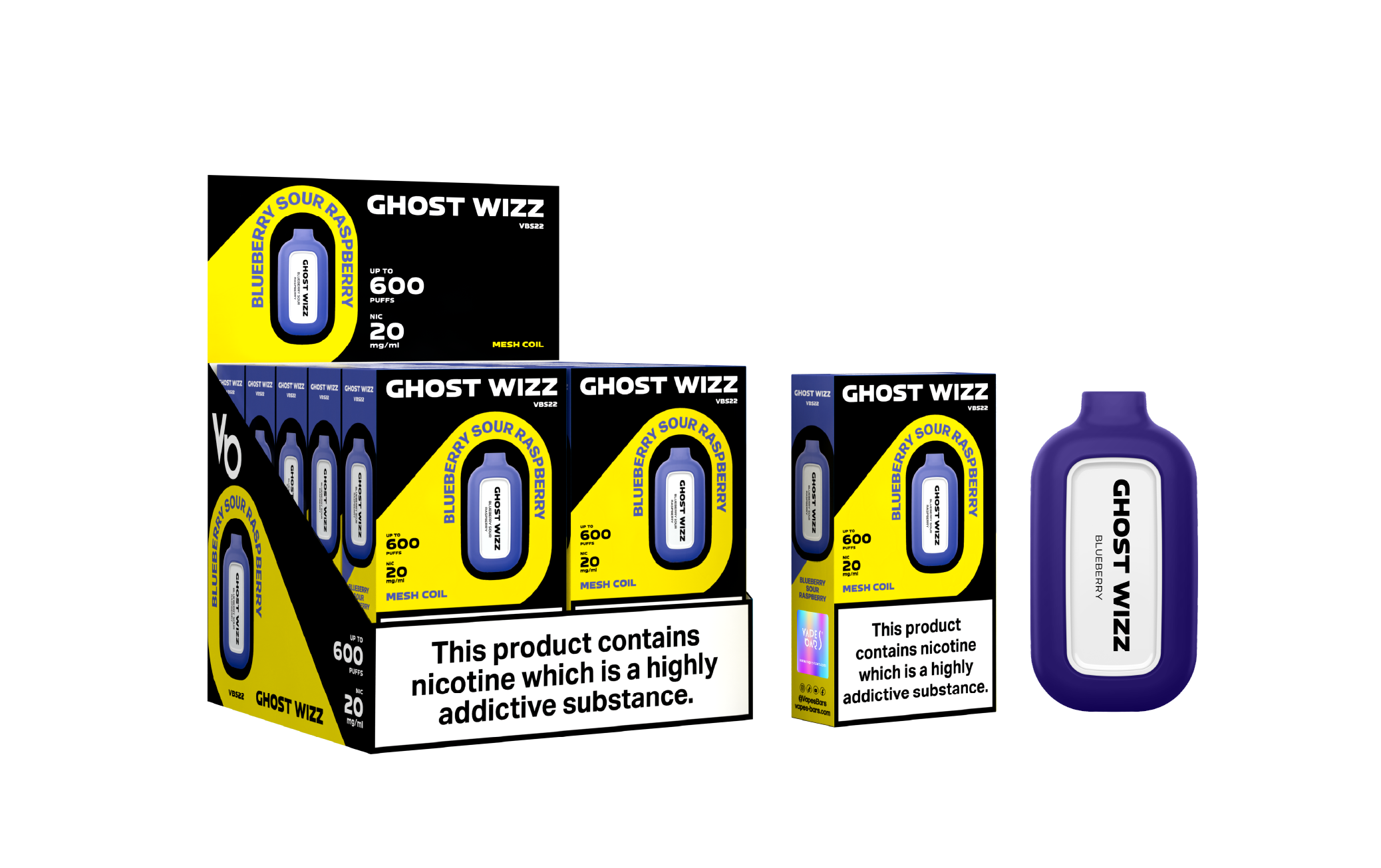 Ghost Wizz Blueberry Sour Raspberry Vapes Devices With Cartons