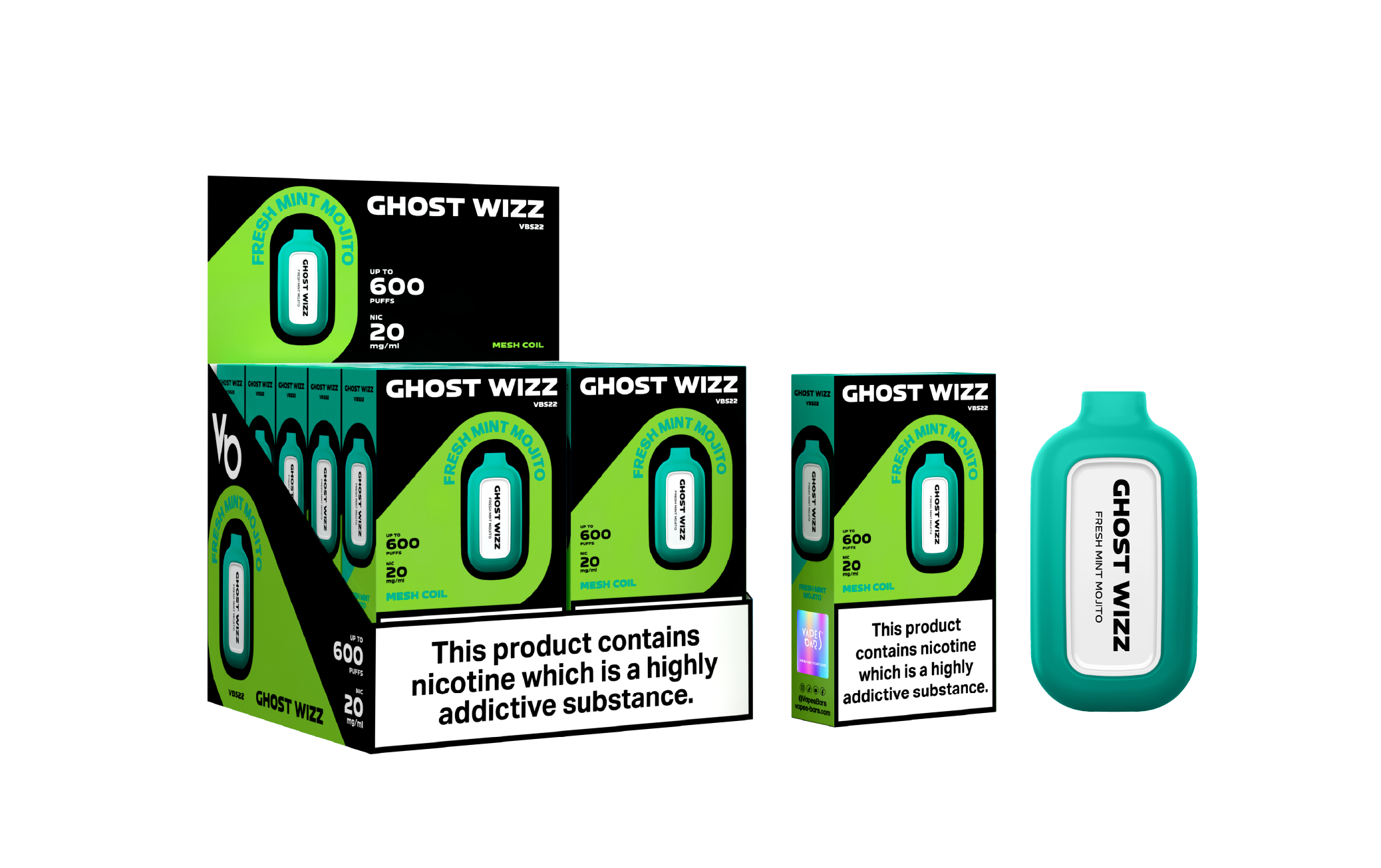 Ghost Wizz Fresh Mint Mojito Vapes Devices With Cartons