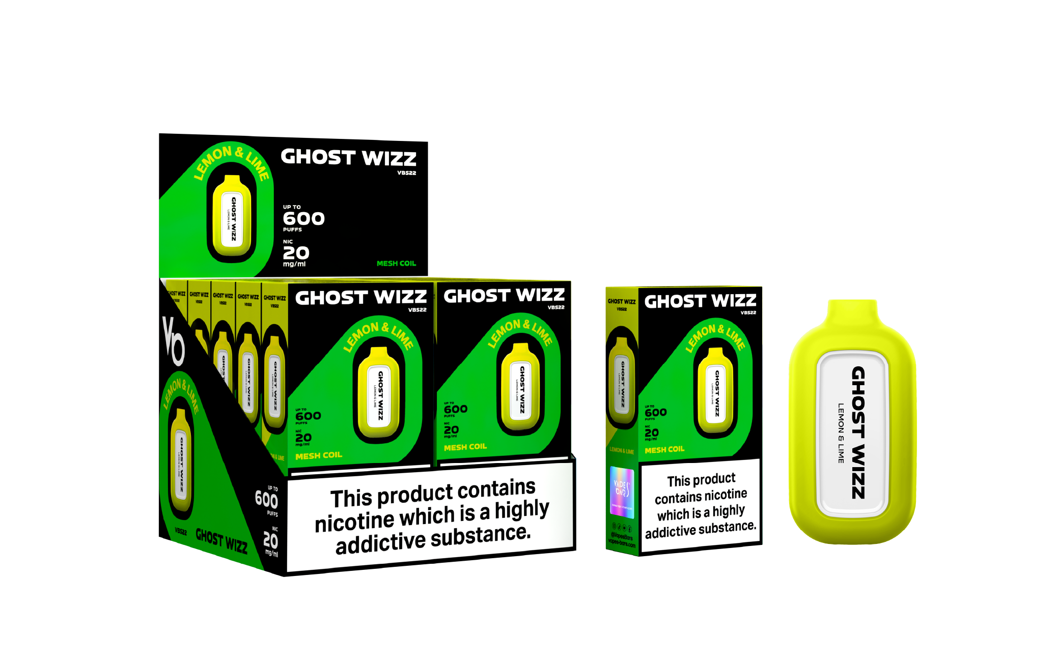 Ghost Wizz Lemon & Lime Vape Devices WIth Cartons