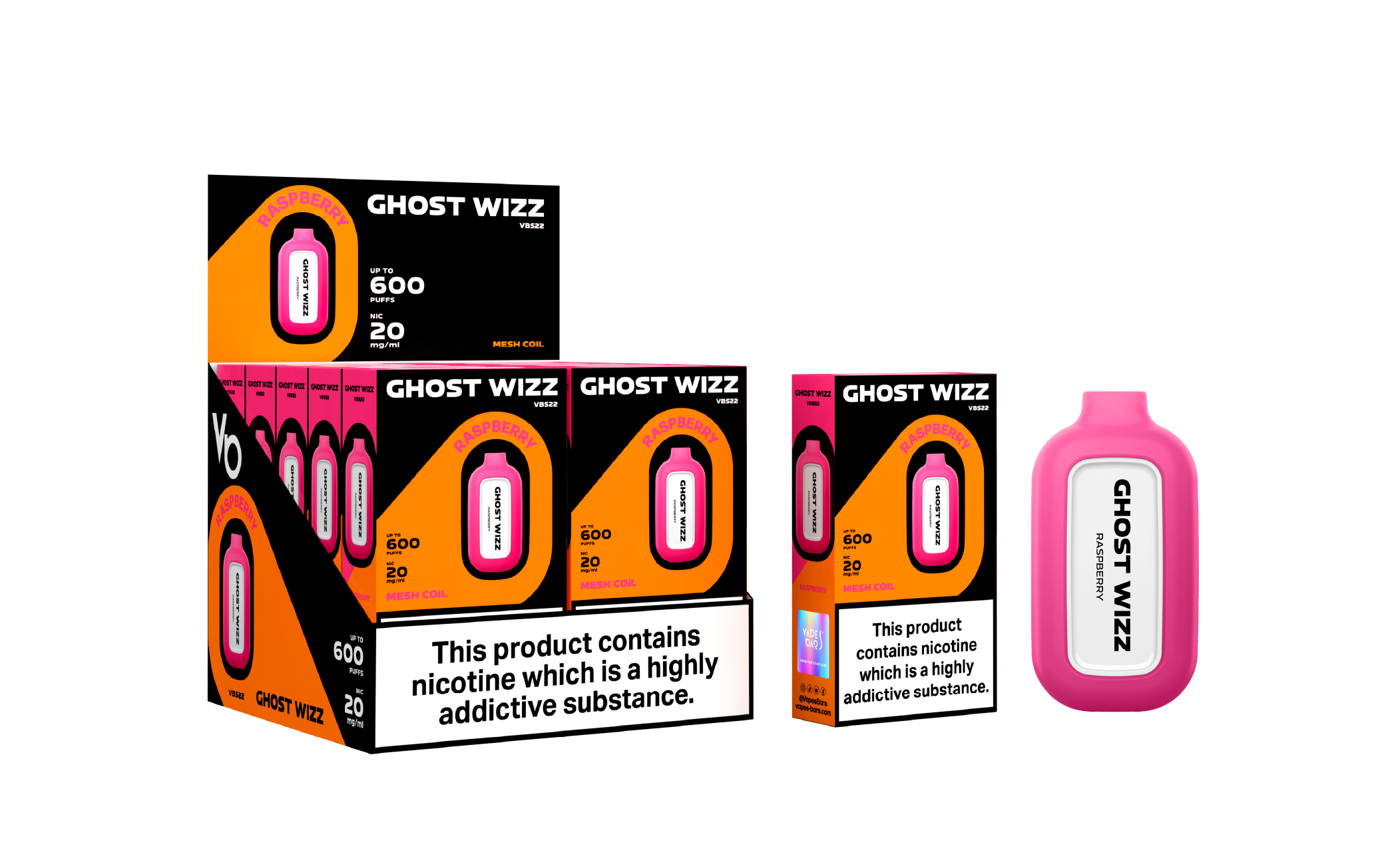 Ghost Wizz Raspberry Vape Devices With Cartons