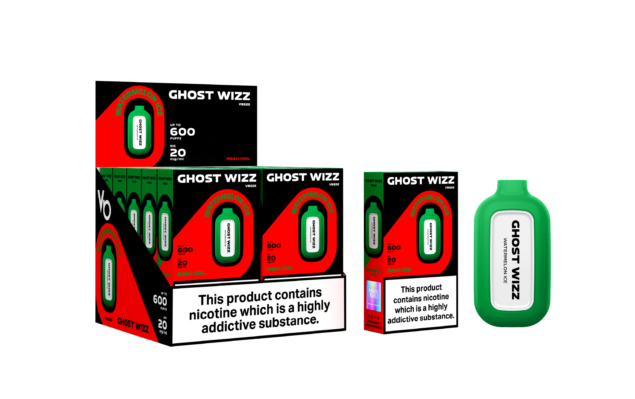 Ghost Wizz Watermelon Ice Vape Devices With Cartons