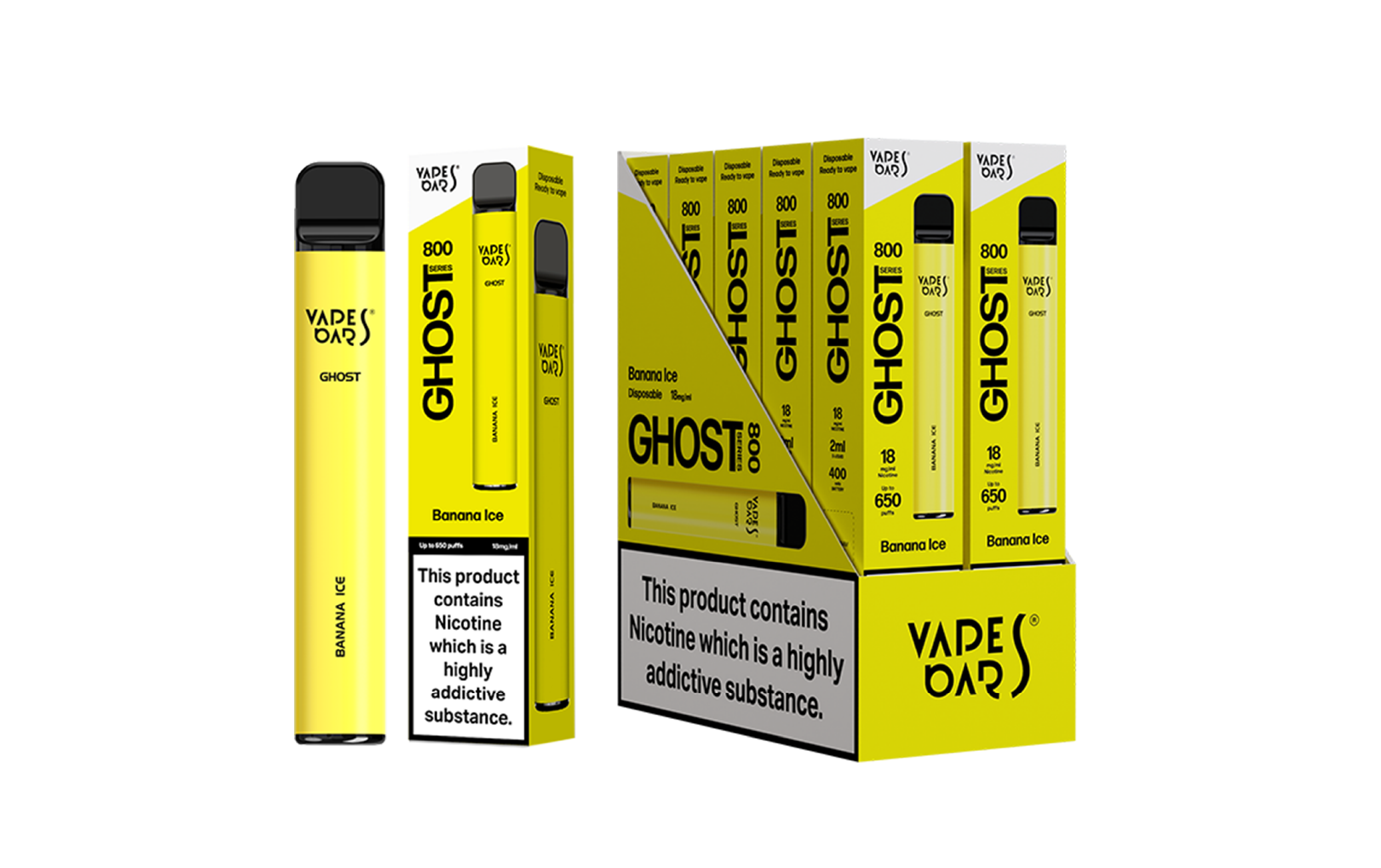 Ghost 800 Banana Ice Vape Device with box of 5