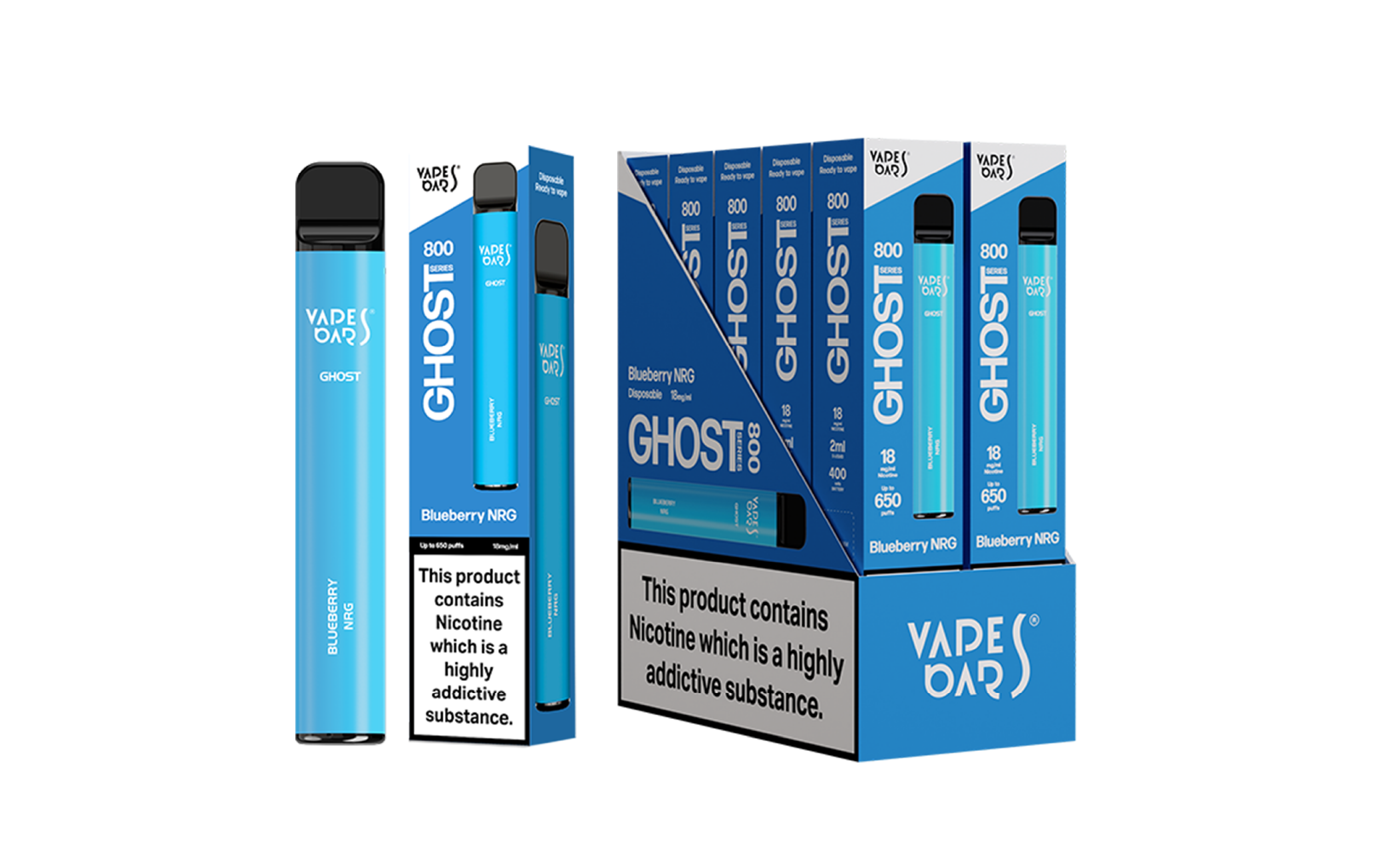 Ghost 800 Blueberry Vape Device with box of 5