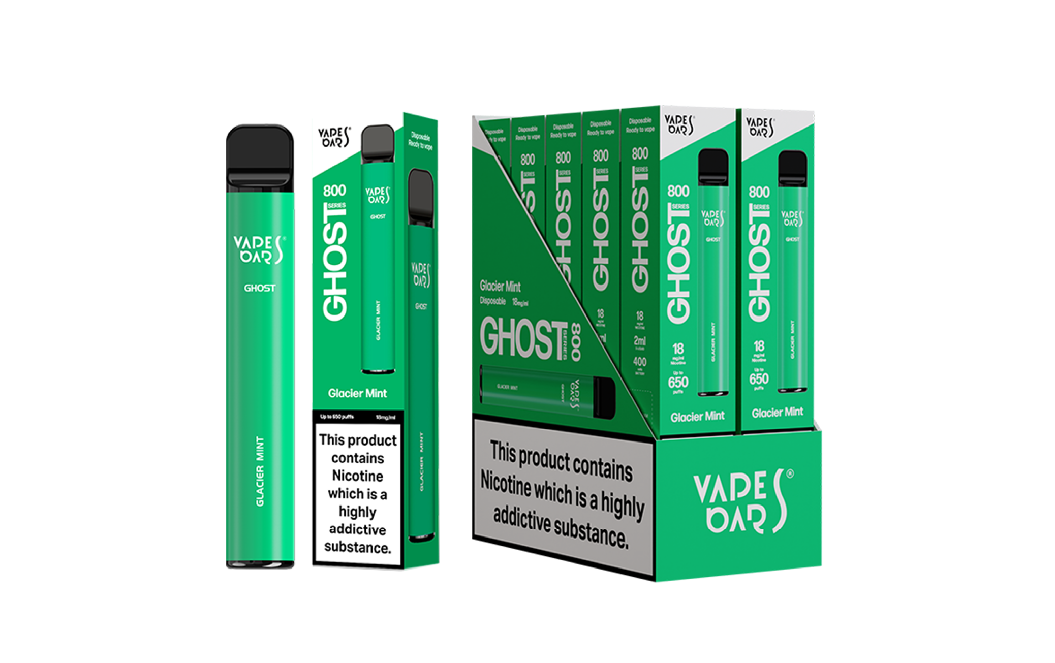 Ghost 800 Glacier Mint Vape Device with box of 5