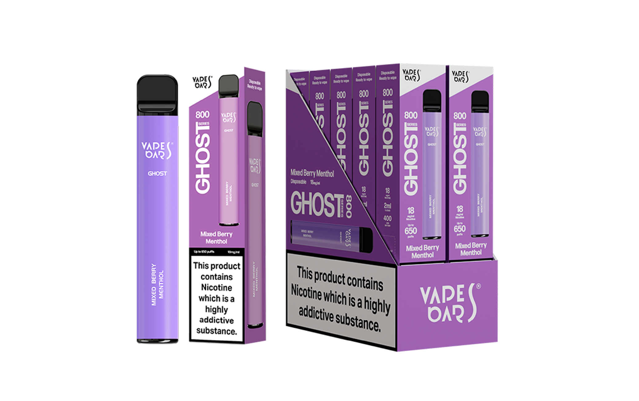 Ghost 800 Mixed Berry Menthol with box of 5