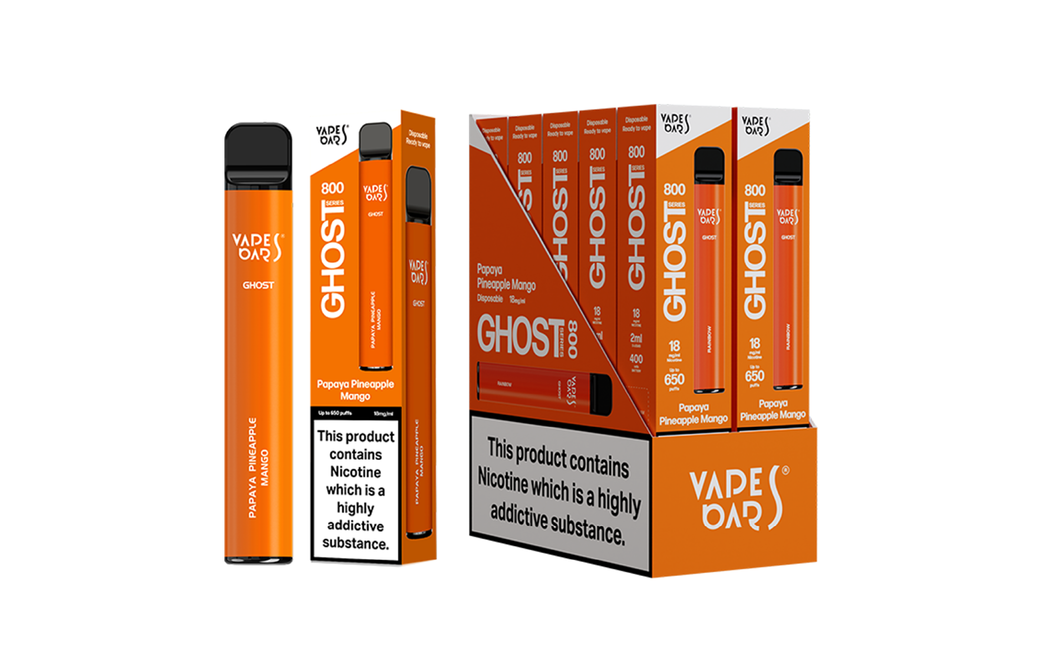 Ghost 800 Papaya Pineapple Mango with box of 5