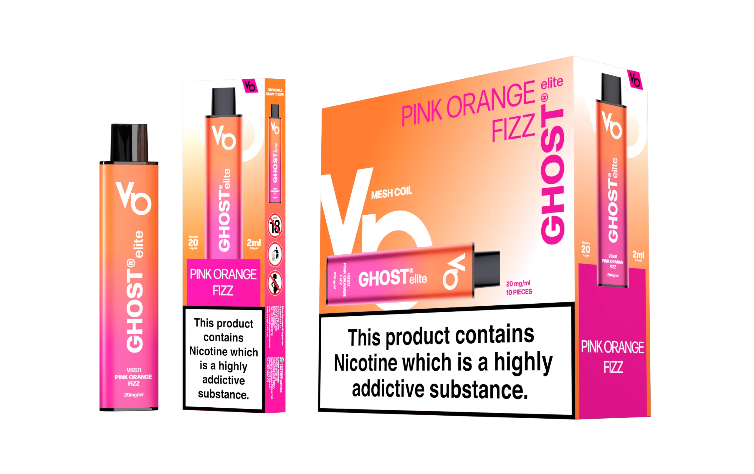 Ghost Elite Pink Orange Freeze Vape Device with a pack of 5