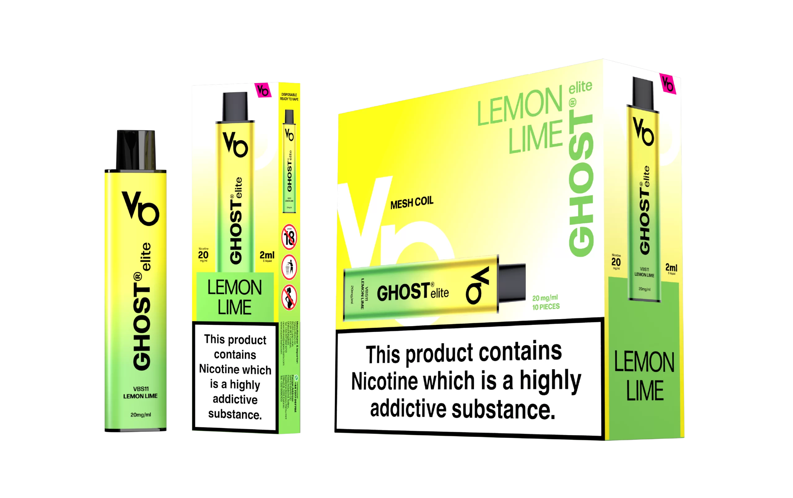 Ghost Elite Lemon & Lime Vape Device with a pack of 5