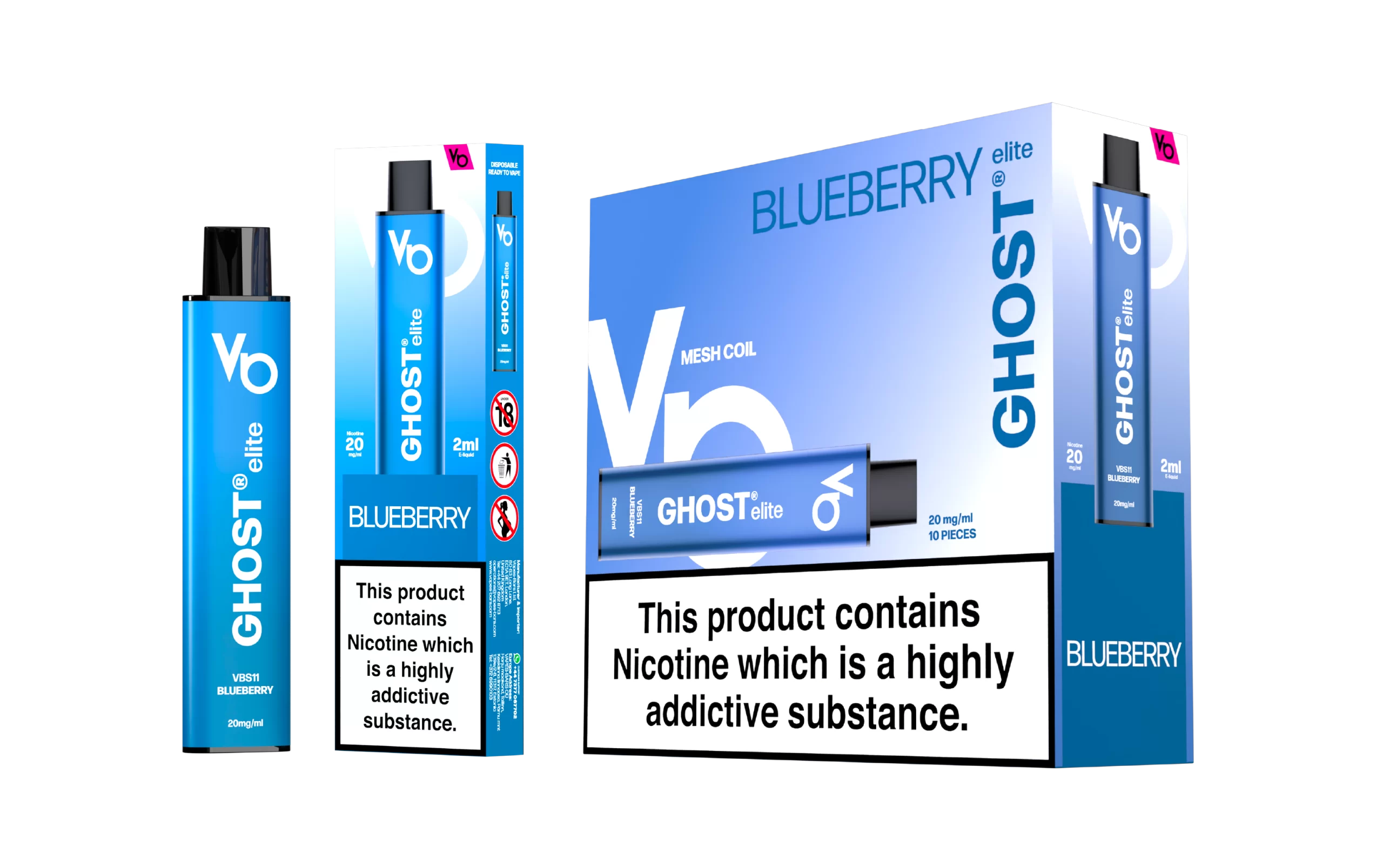 Ghost Elite Blueberry Vape Device with a pack of 5