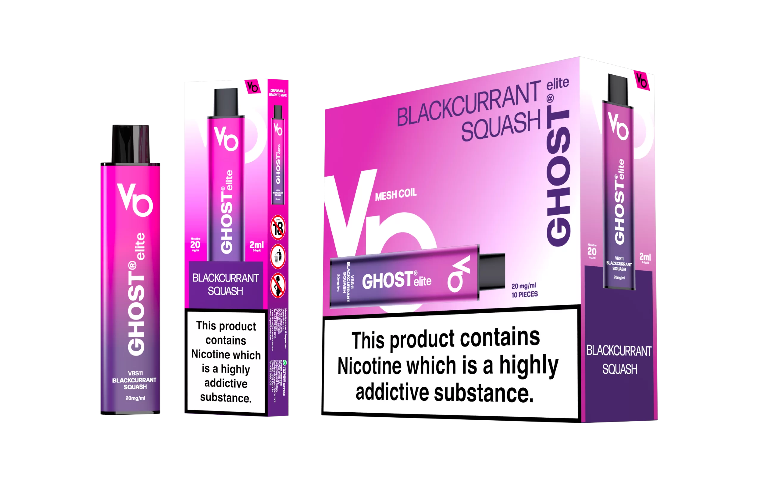 Ghost Elite Blackcurrant Squash Vape Device with a pack of 5